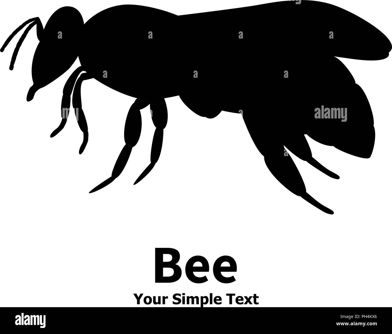 Vector illustration of a silhouette of a black bee Stock Vector