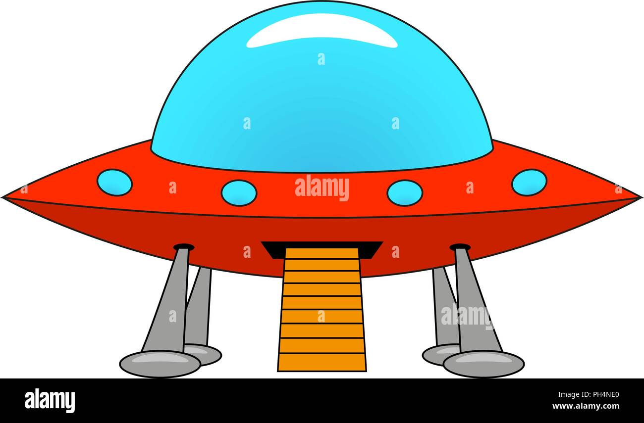 Vector illustration of a cartoon ship UFO Stock Vector