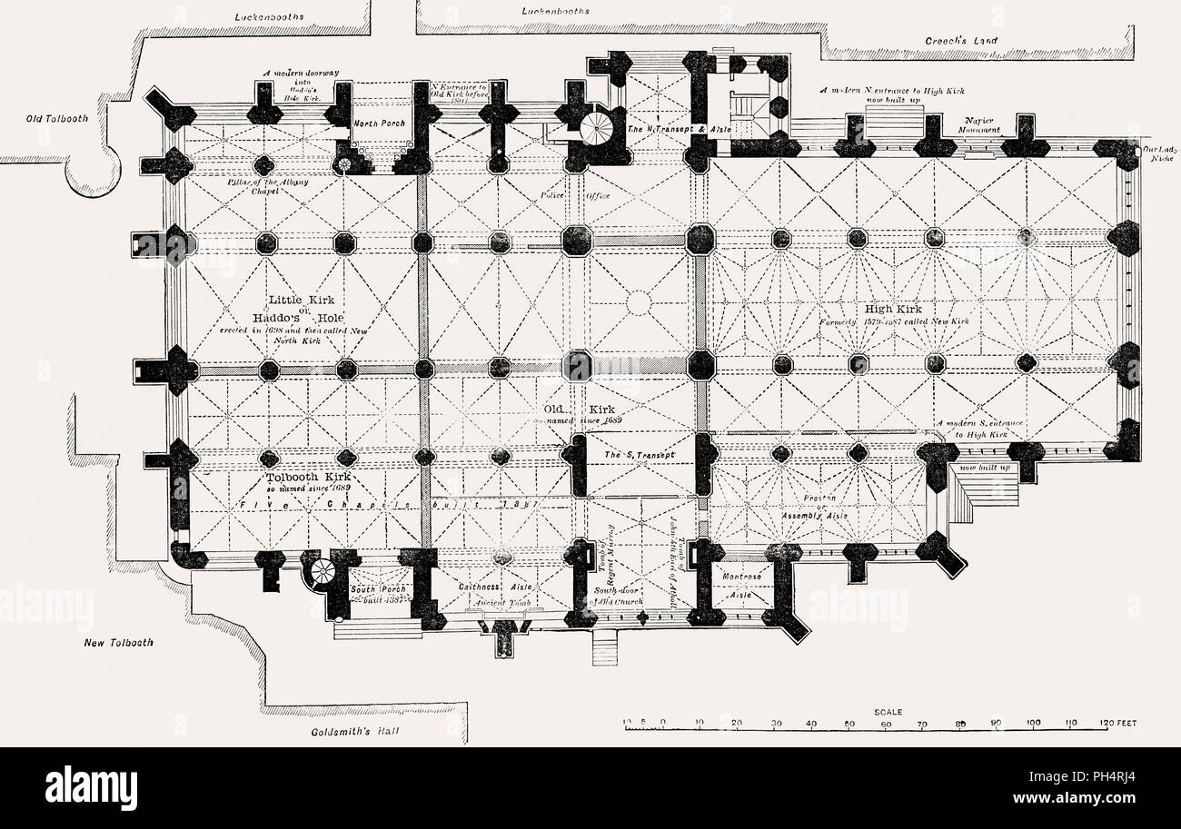 ground-plan-of-st-giles-cathedral-prior-to-1829-high-kirk-of-edinburgh-scotland-stock-photo