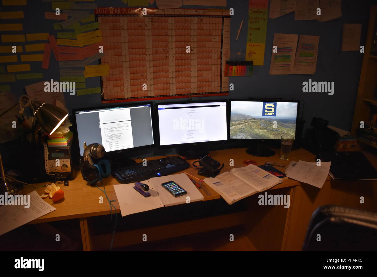 Desk of a University student Stock Photo Alamy