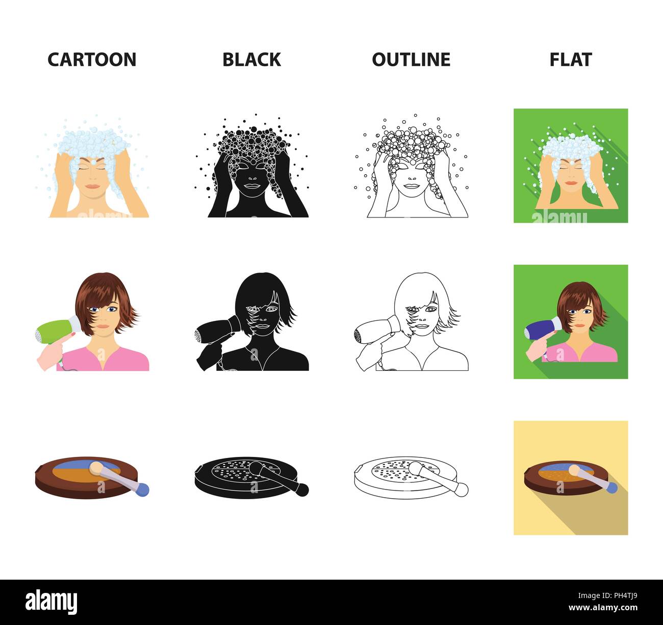 Salon Care Hygiene And Other Icon In Cartoon Black Outline Flat