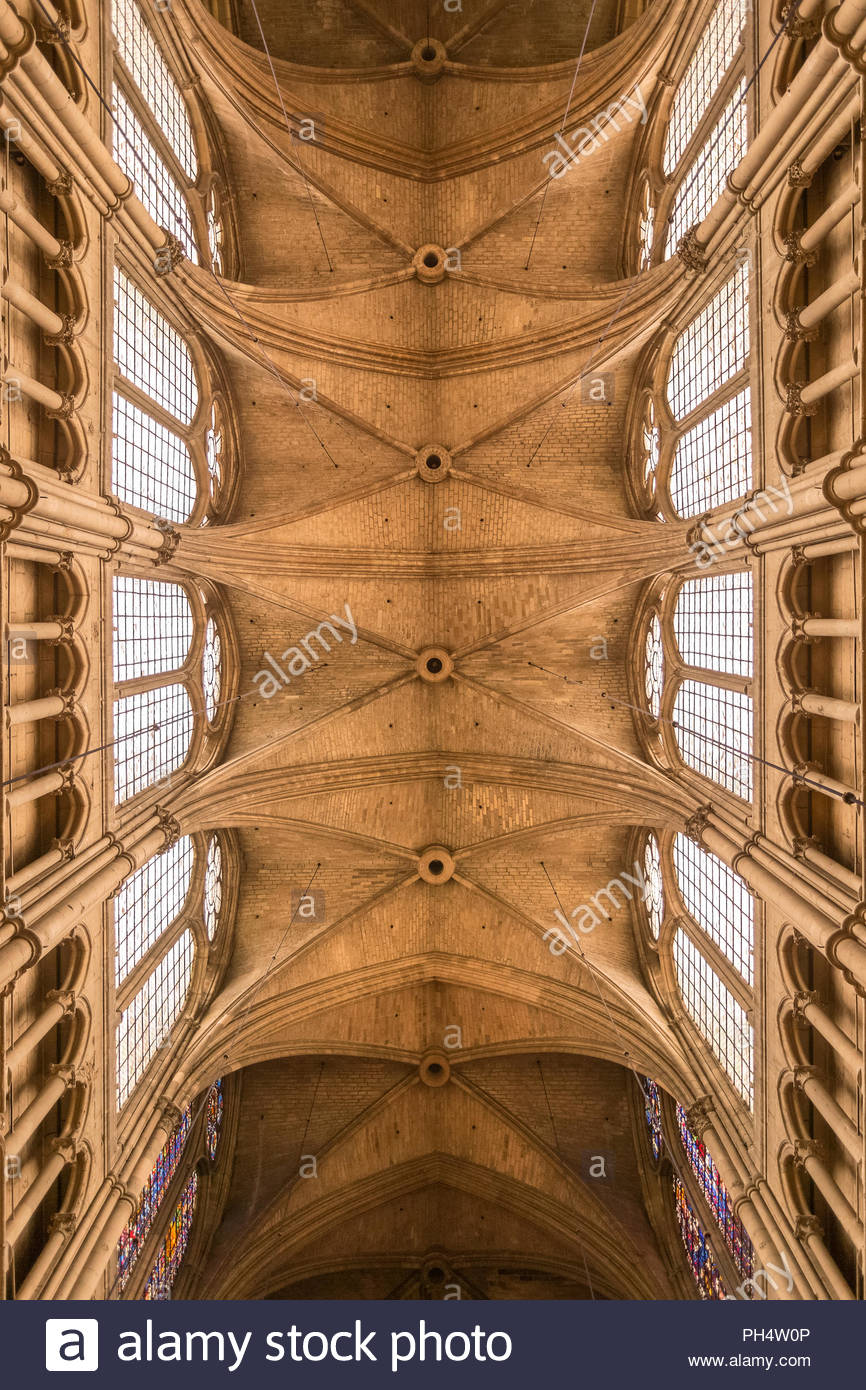 Ceiling In Cathedral Of Notre Dame In Reims France Stock Photo