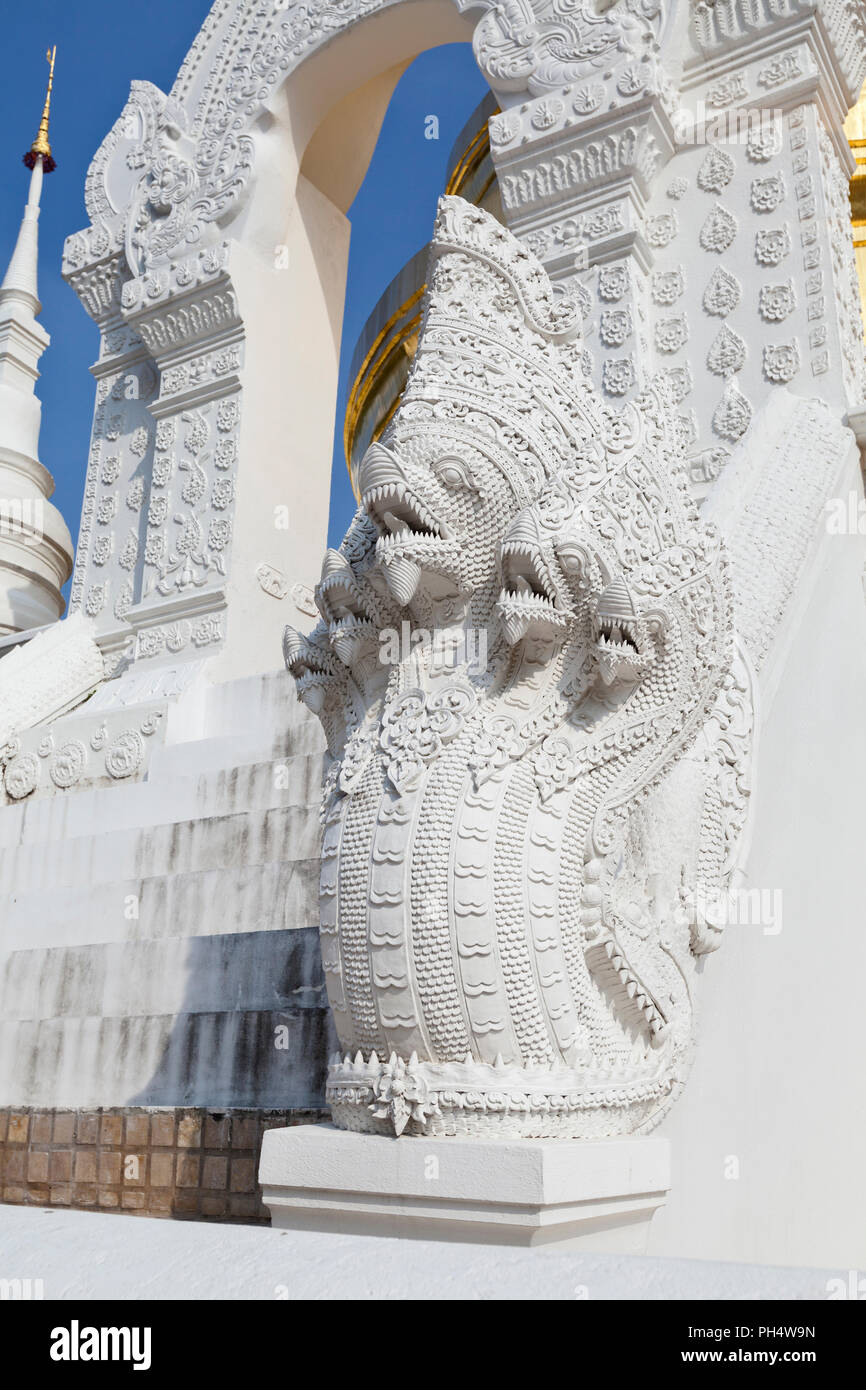 Naga at Wat suan dok, Chiang Mai, Thailand Stock Photo