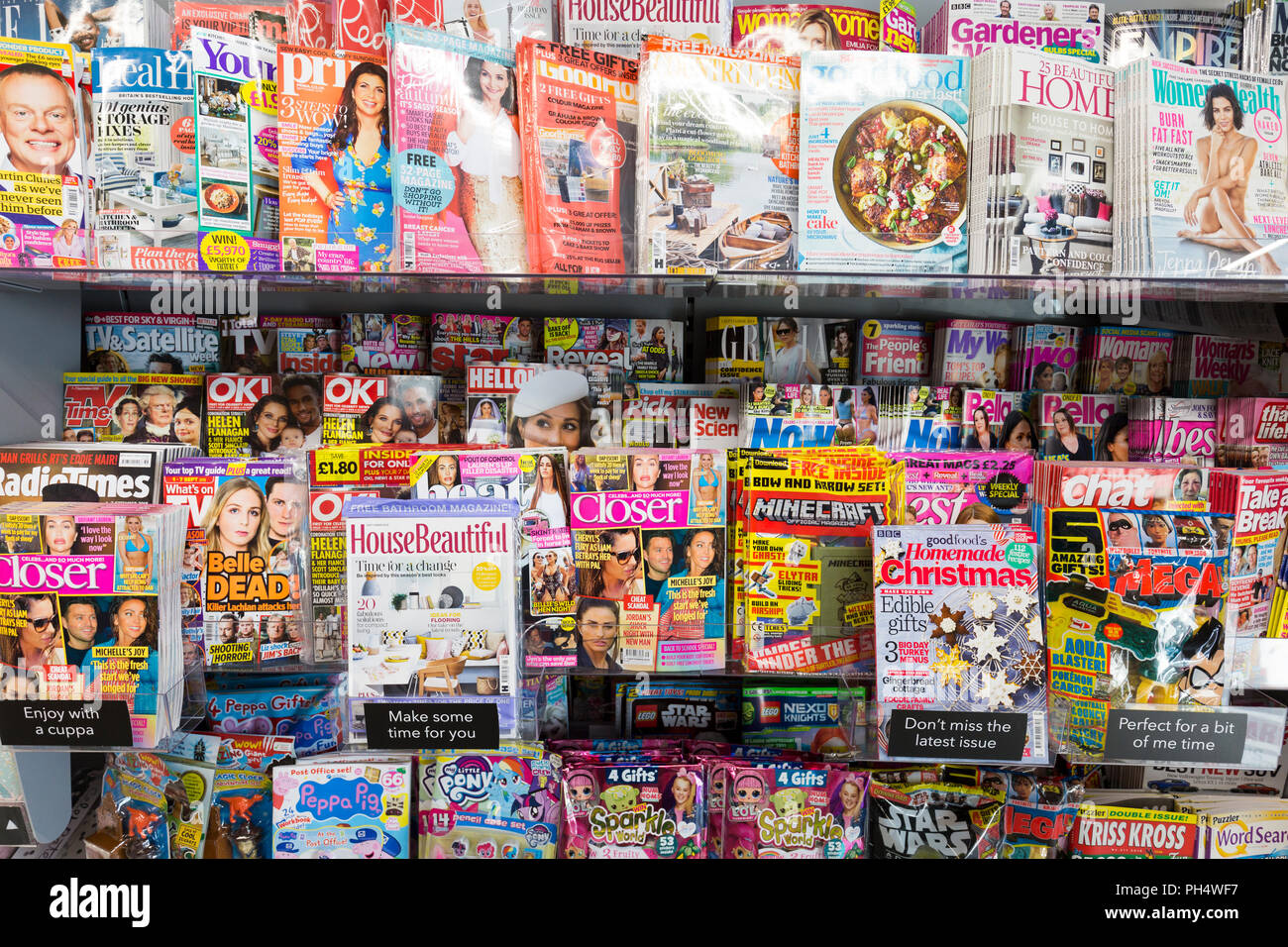 CoOp Food shop. Magazines on display Stock Photo