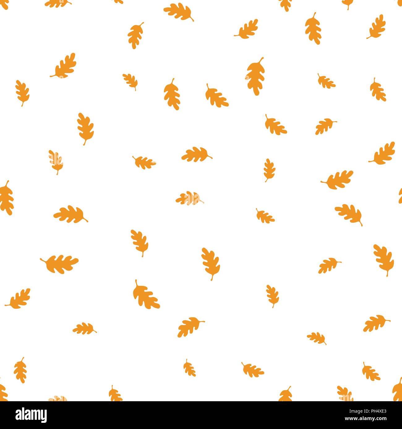 Orange oak leaf pattern seamless. Vector illustration. Isolated white background. Stock Vector