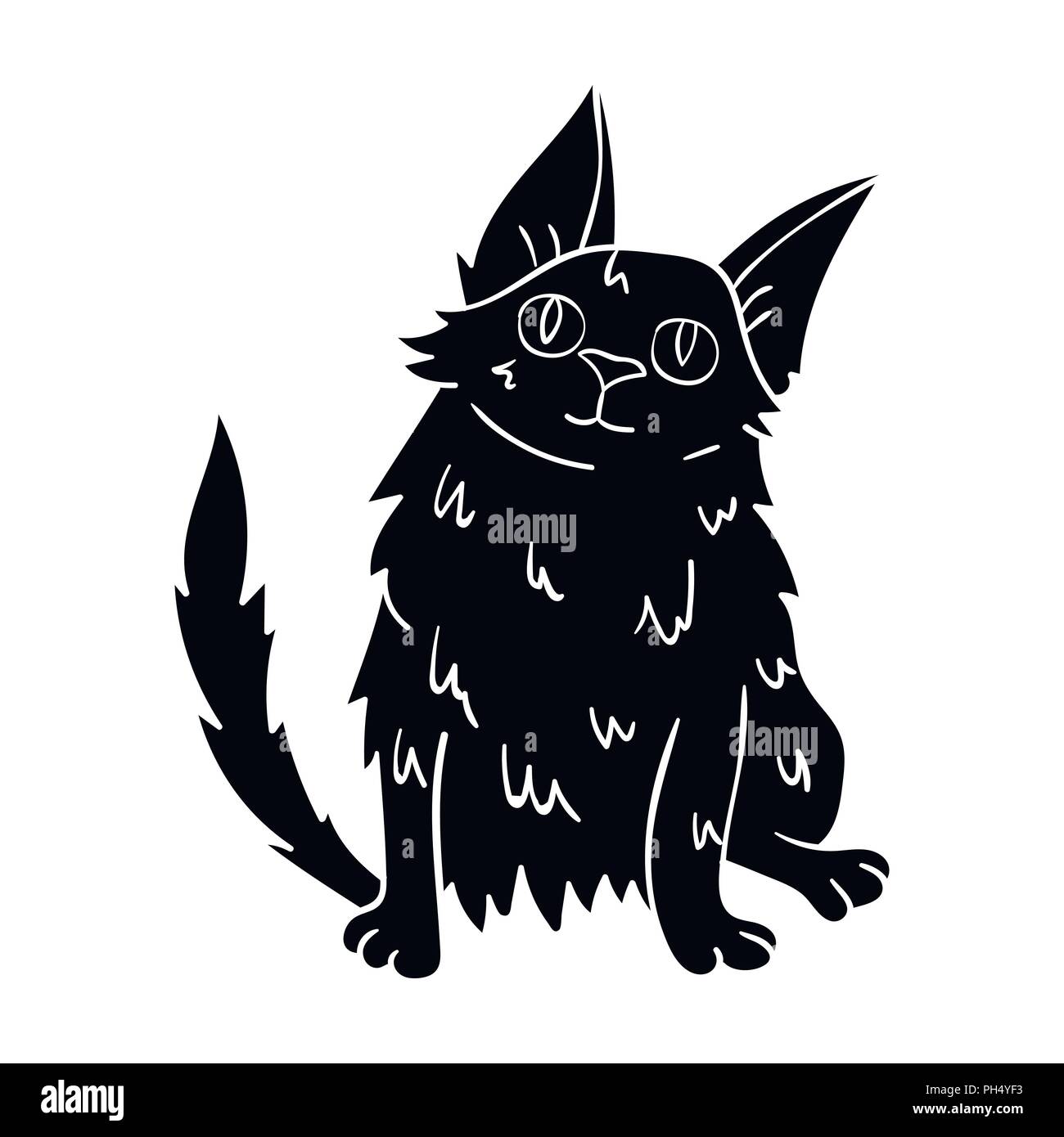 Turkish Angora icon in black design isolated on white background. Cat ...
