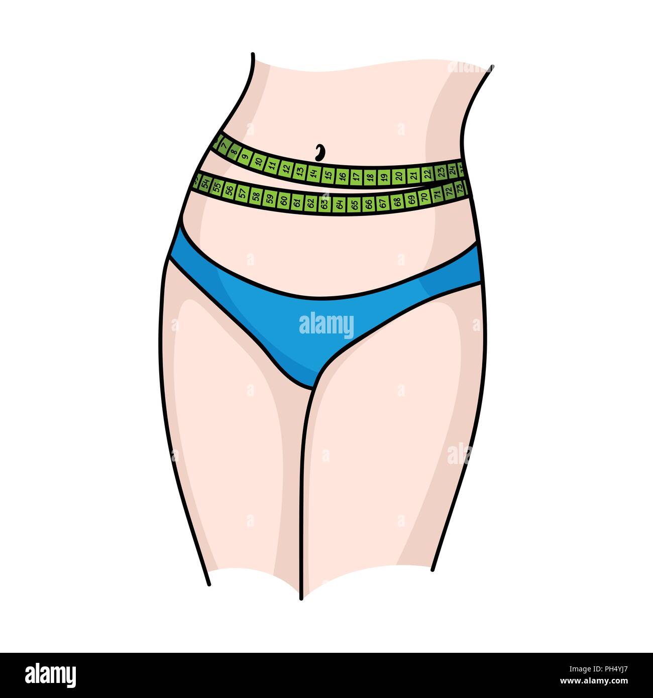 illustration of a female measuring waist with measuring tape Stock Vector  Image & Art - Alamy