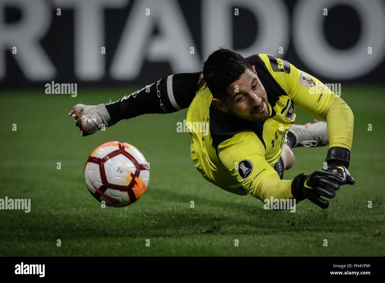 Sao Paolo, Brazil. 29th Aug, 2018. Agustín Orión on penalties and Jadson scored a goal during a game between Corinthians vs. Colo-Colo (CHI), a game valid for the eighth-finals of the 2018 Copa Libertadores of America at the Corinthians Arena. Credit: Thiago Bernardes/Pacific Press/Alamy Live News Stock Photo