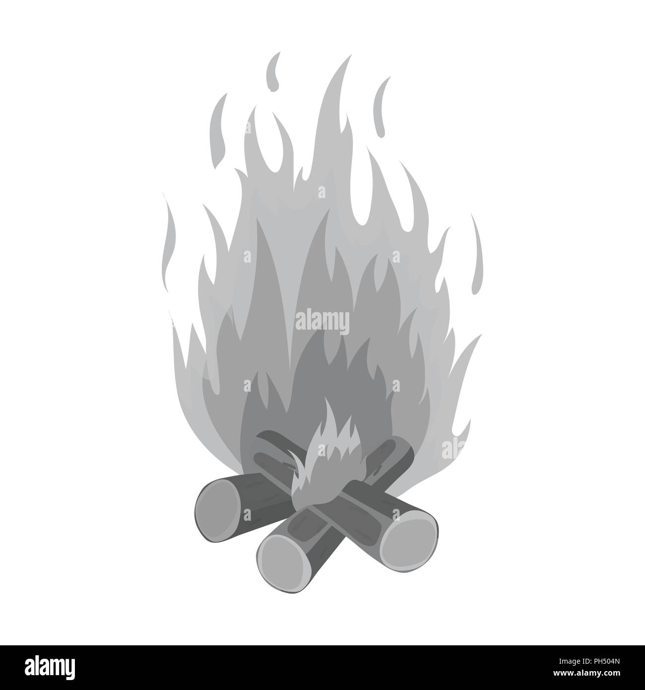 Campfire icon in monochrome style isolated on white background. Light ...