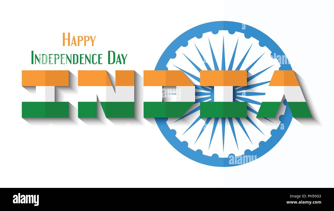 Happy Independence day of India country and Indian people with Ashoka
