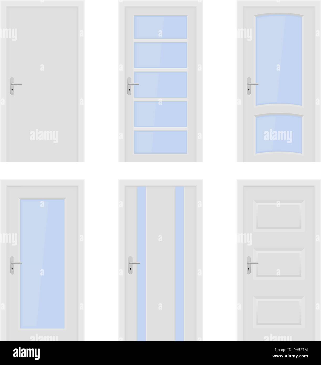 White doors. Interior designs with glass elements Stock Vector