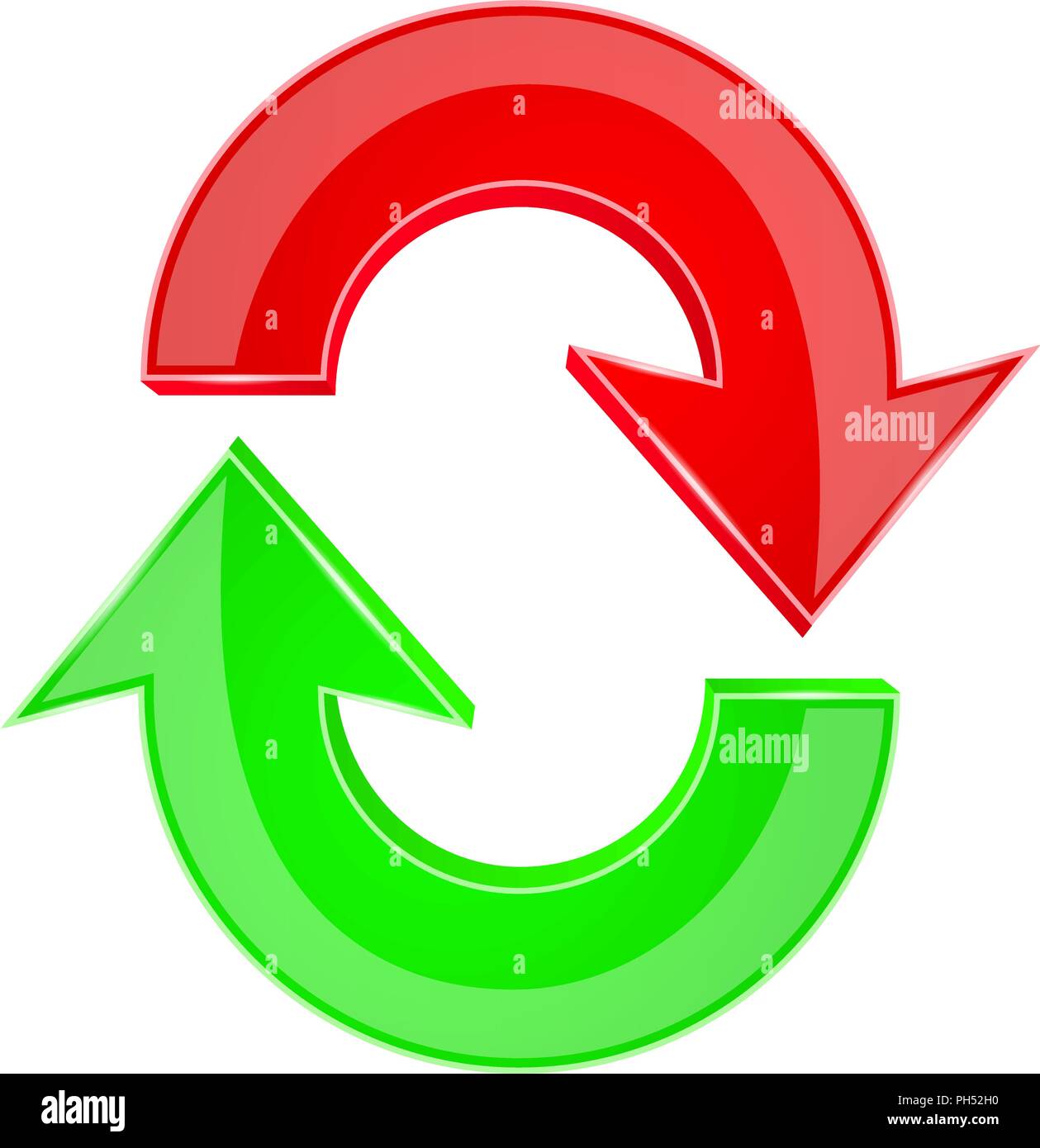 Red and green 3d arrows. Recycle sign Stock Vector
