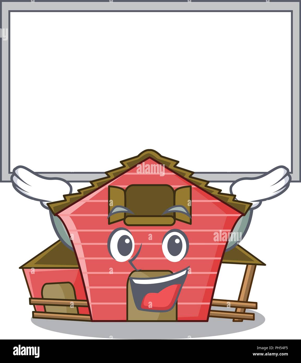 Up board character red barn building with haystack vector illustration ...