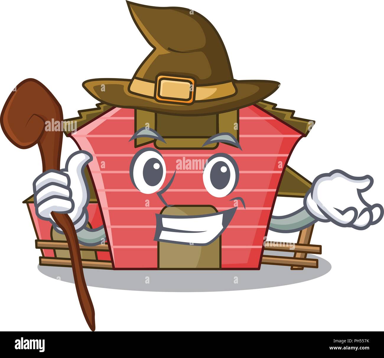 Witch Spring Day With A Red Barn Cartoon Vector Illustration Stock