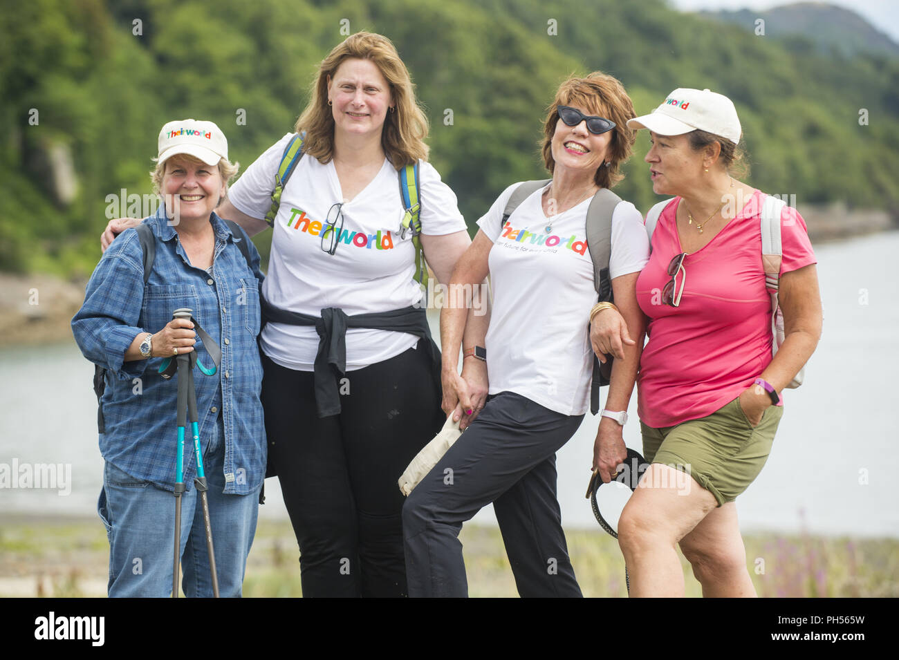 The former prime minister's wife Sarah Brown, Kathy Lette, Arabella Weir, and Sandi and Debbie Toksvig take a break Silver Sands on a five-day charity walk to raise money for girls’ education and safe schools.  Featuring: Sandi Toksvig, Sarah Brown, Kathy Lette, Arabella Weir Where: Aberdour, United Kingdom When: 30 Jul 2018 Credit: Euan Cherry/WENN Stock Photo