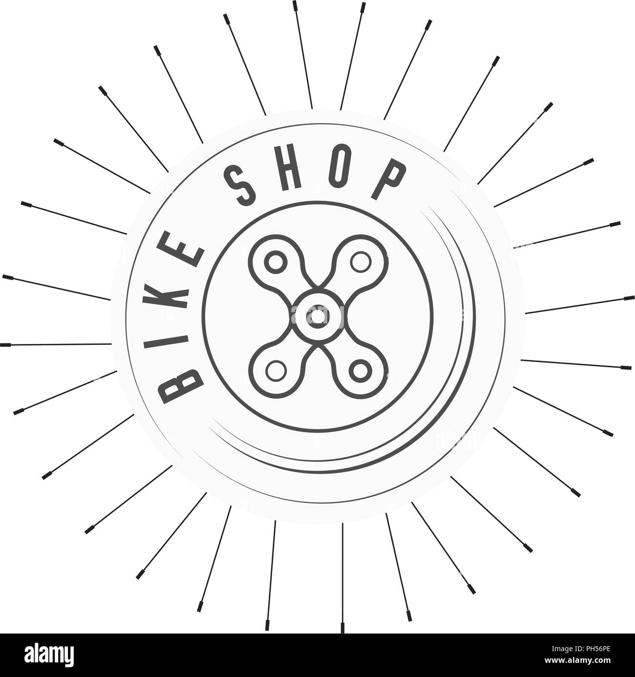 Bicycle Shop, Bikes Emblem. X Sign Made of Bicycle Chain. Monochrome Vector Illustration