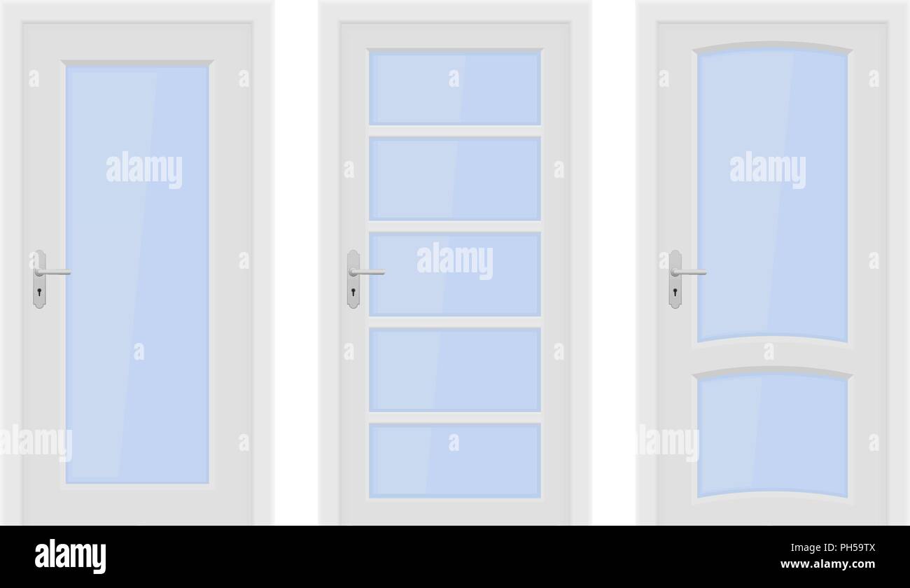White doors. Interior designs with glass elements Stock Vector