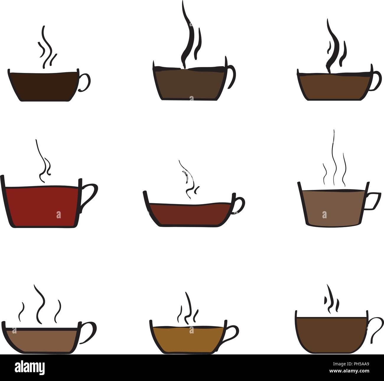Set of Coffee and Tea Cup Sketchy Icon Illustrations Stock Vector Image ...