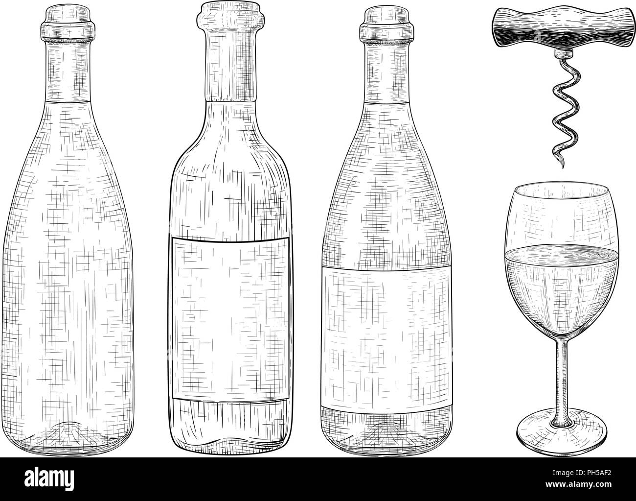Bottles of wine set. Hand drawn sketch Stock Vector Image & Art Alamy