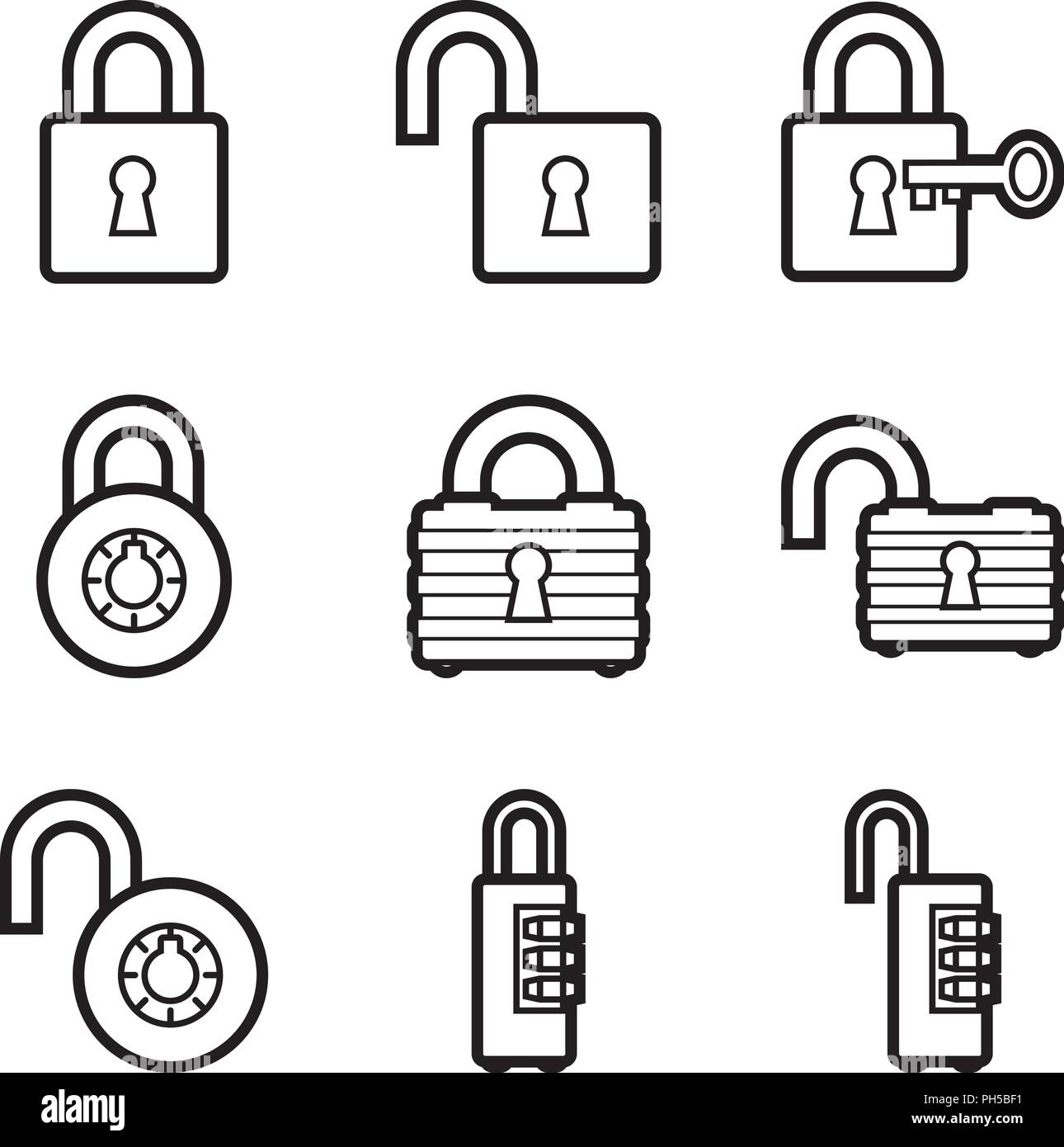 Metal lock padlocks Stock Vector Images Alamy