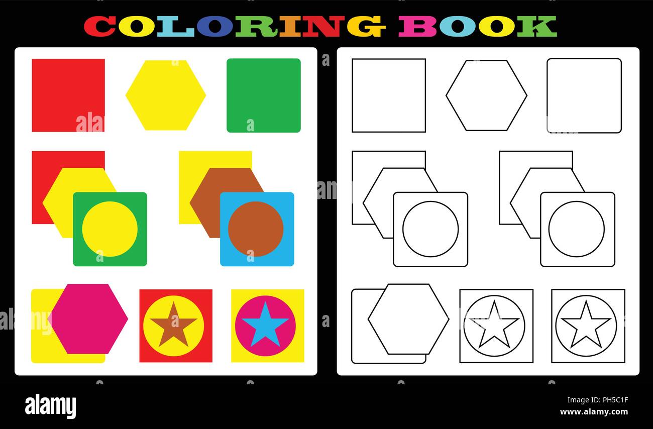 Coloring Book Colorful Shapes And Empty Shapes For Painting For Coloring Book Colorful Shapes And Empty Shapes For Painting For