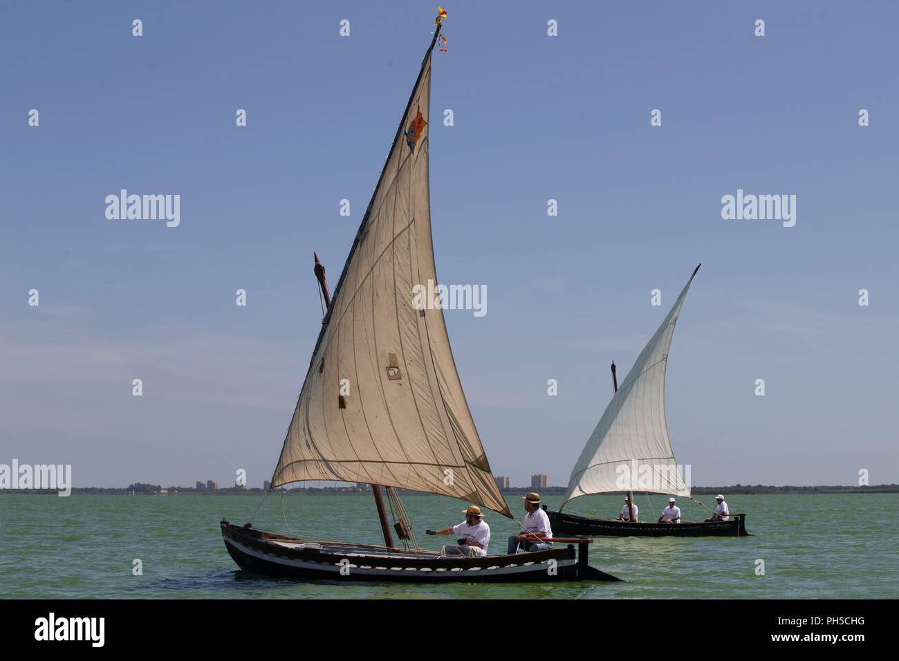Traditional Latin sailing competition in the Albufera de Valencia Stock Photo