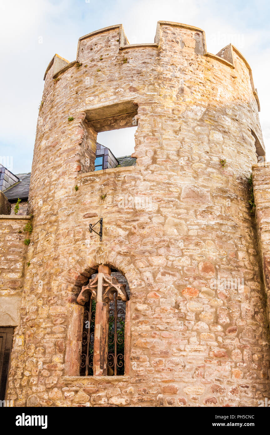 An old stone tower without a roof in Crickhowell Stock Photo