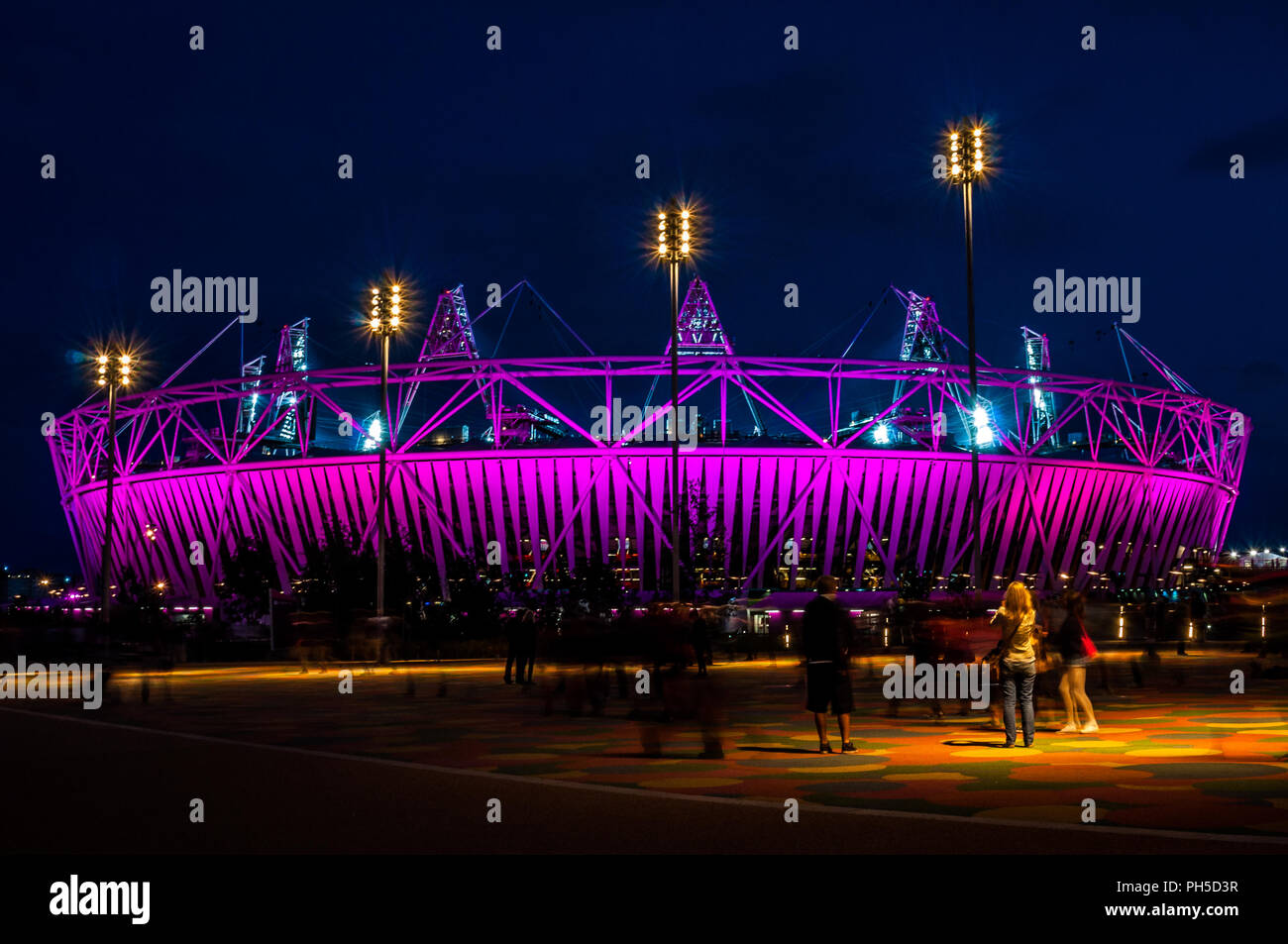 The Olympic Stadium at night - London 2012 Olympics Stock Photo
