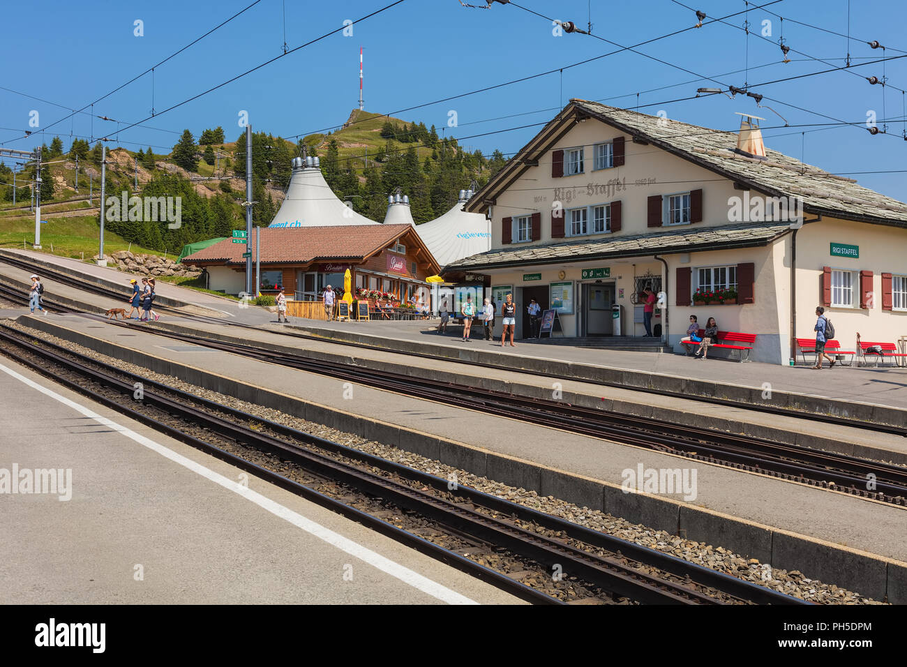 Rigi-Staffel railway station on Mt. Rigi in Switzerland Stock Photo