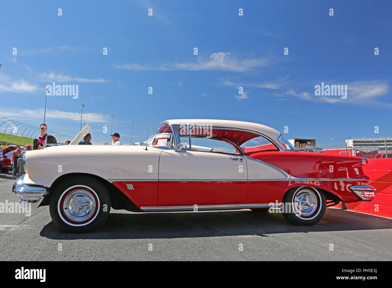 CONCORD, NC — April 8, 2017:  A 1956 Oldsmobile 88 automobile on display at the Pennzoil AutoFair classic car show held at Charlotte Motor Speedway. Stock Photo