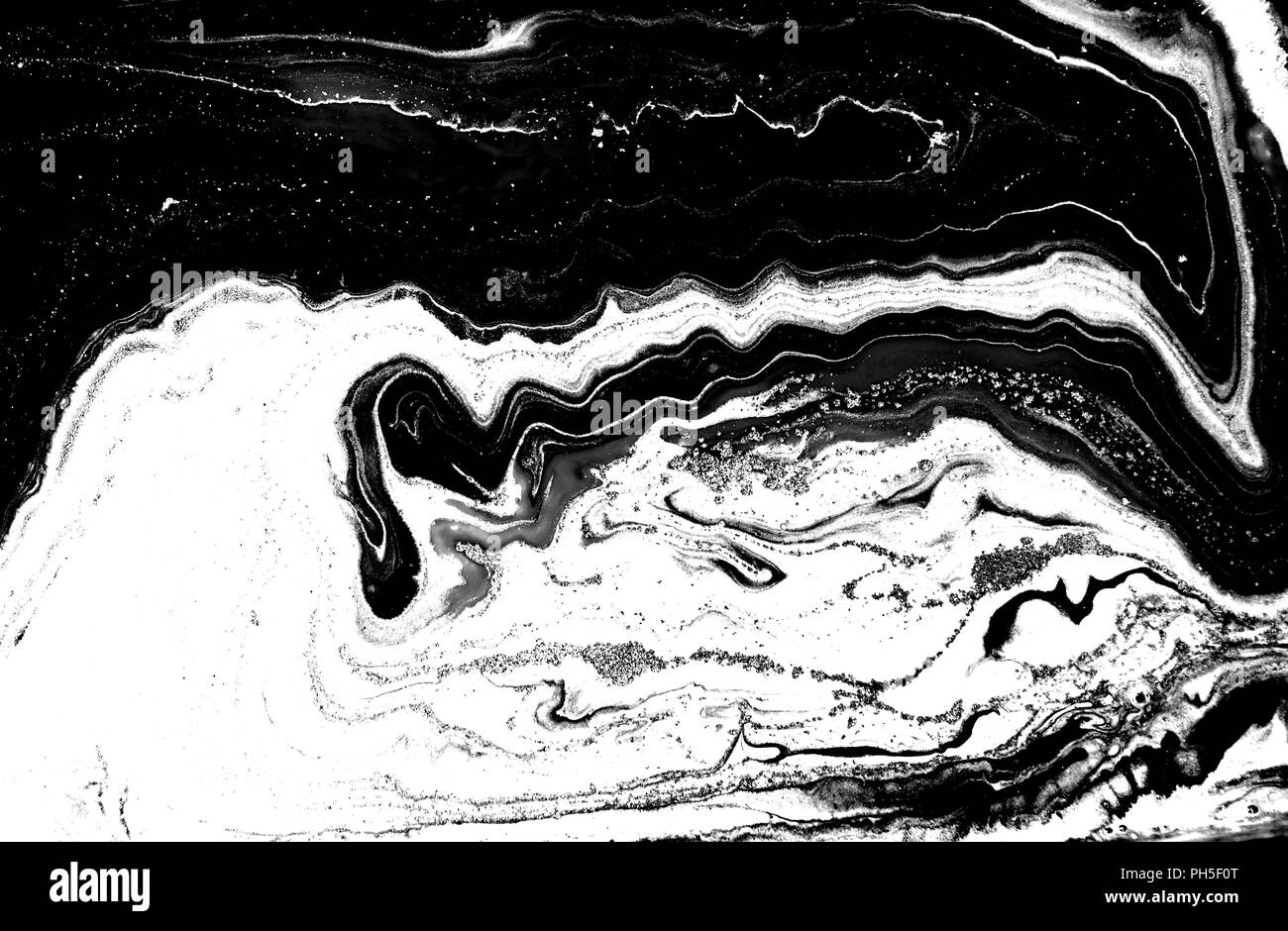 Marble abstract artwork texture. Black and white wave pattern Stock ...