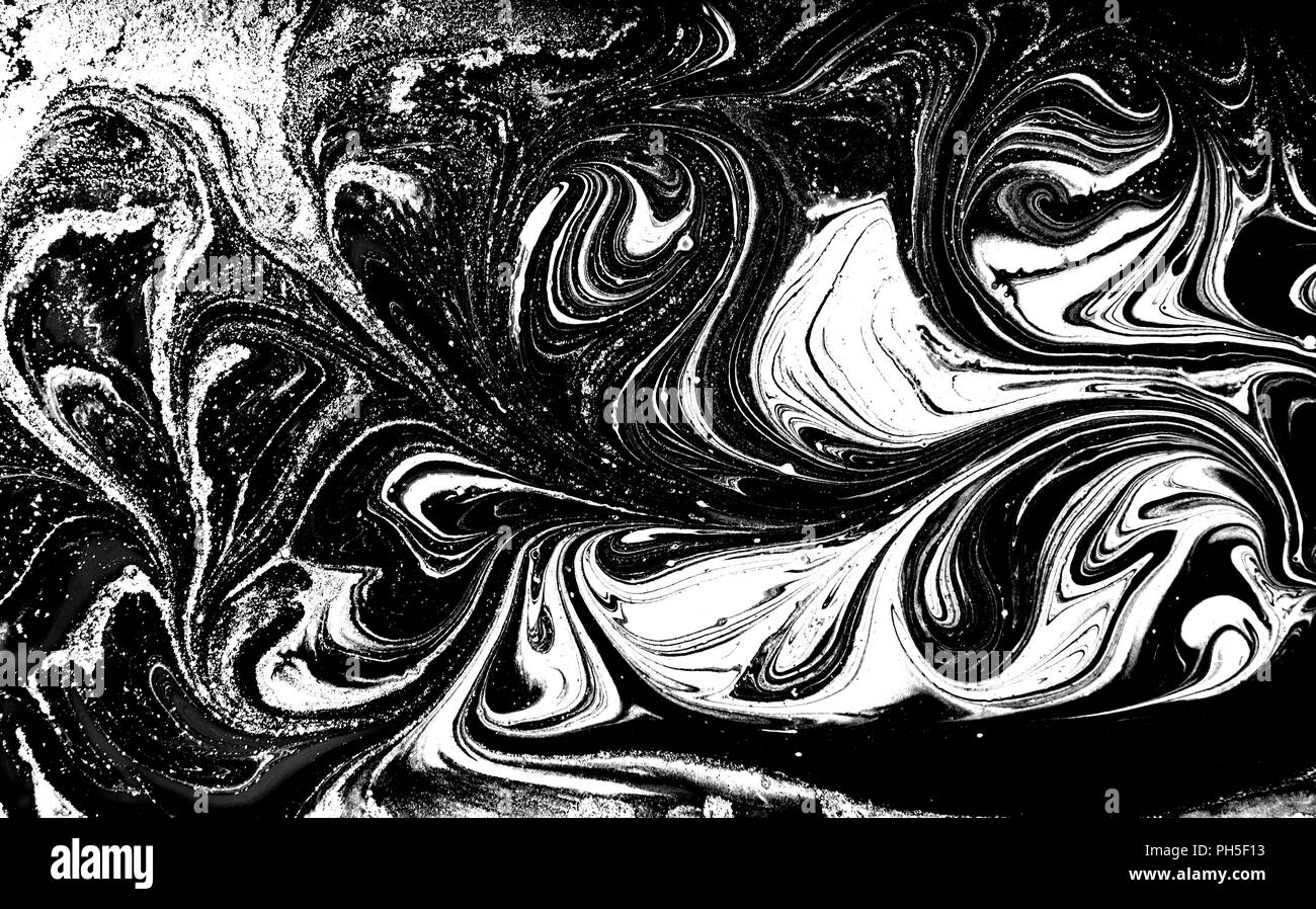 Marble abstract artwork texture. Black and white wave pattern Stock ...