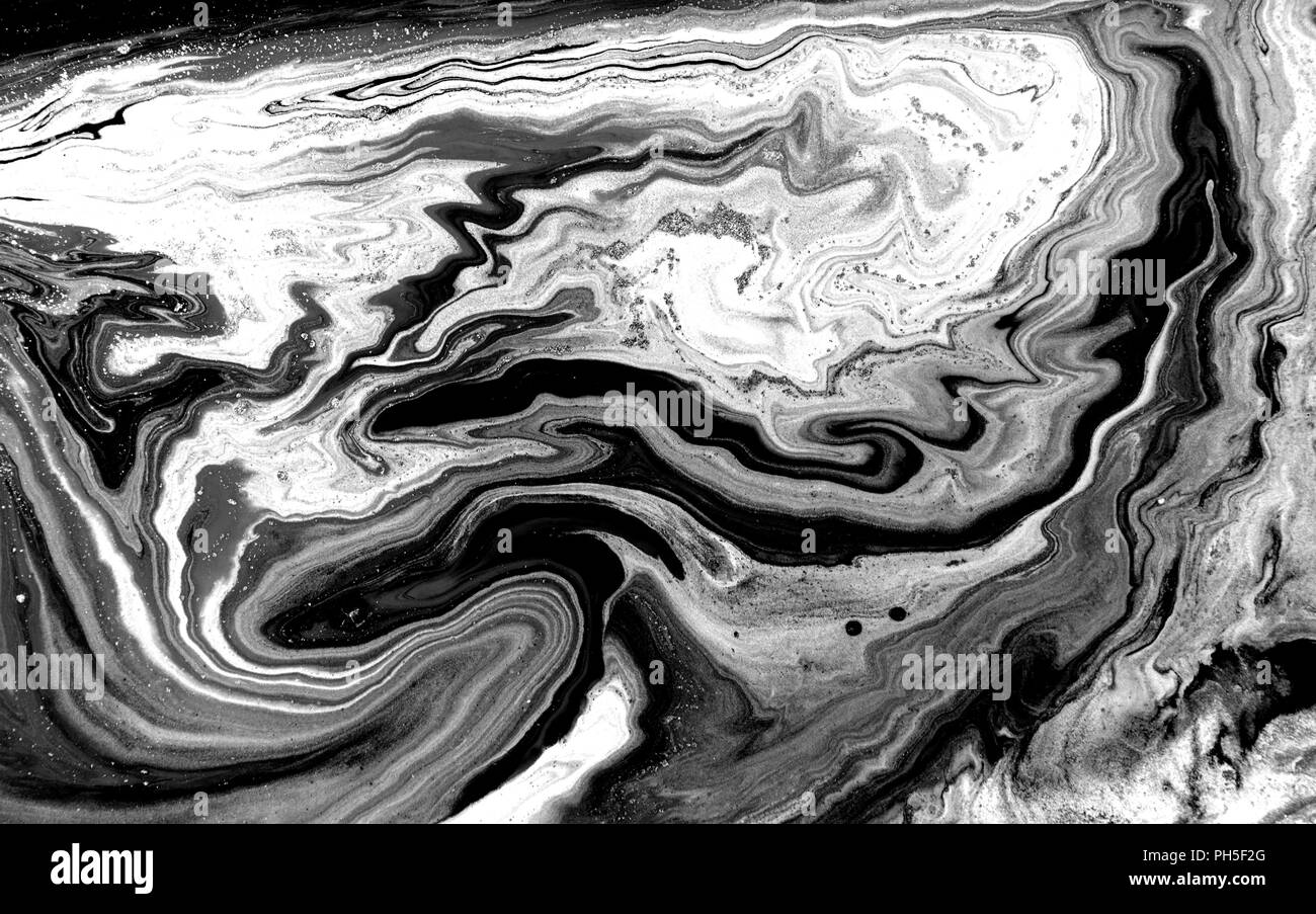Marble abstract artwork texture. Black and white wave pattern Stock ...