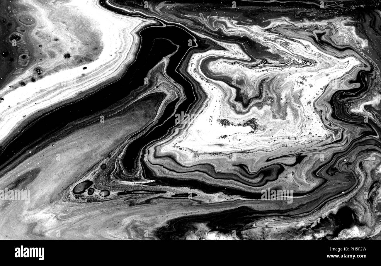 Marble abstract artwork texture. Black and white wave pattern Stock ...