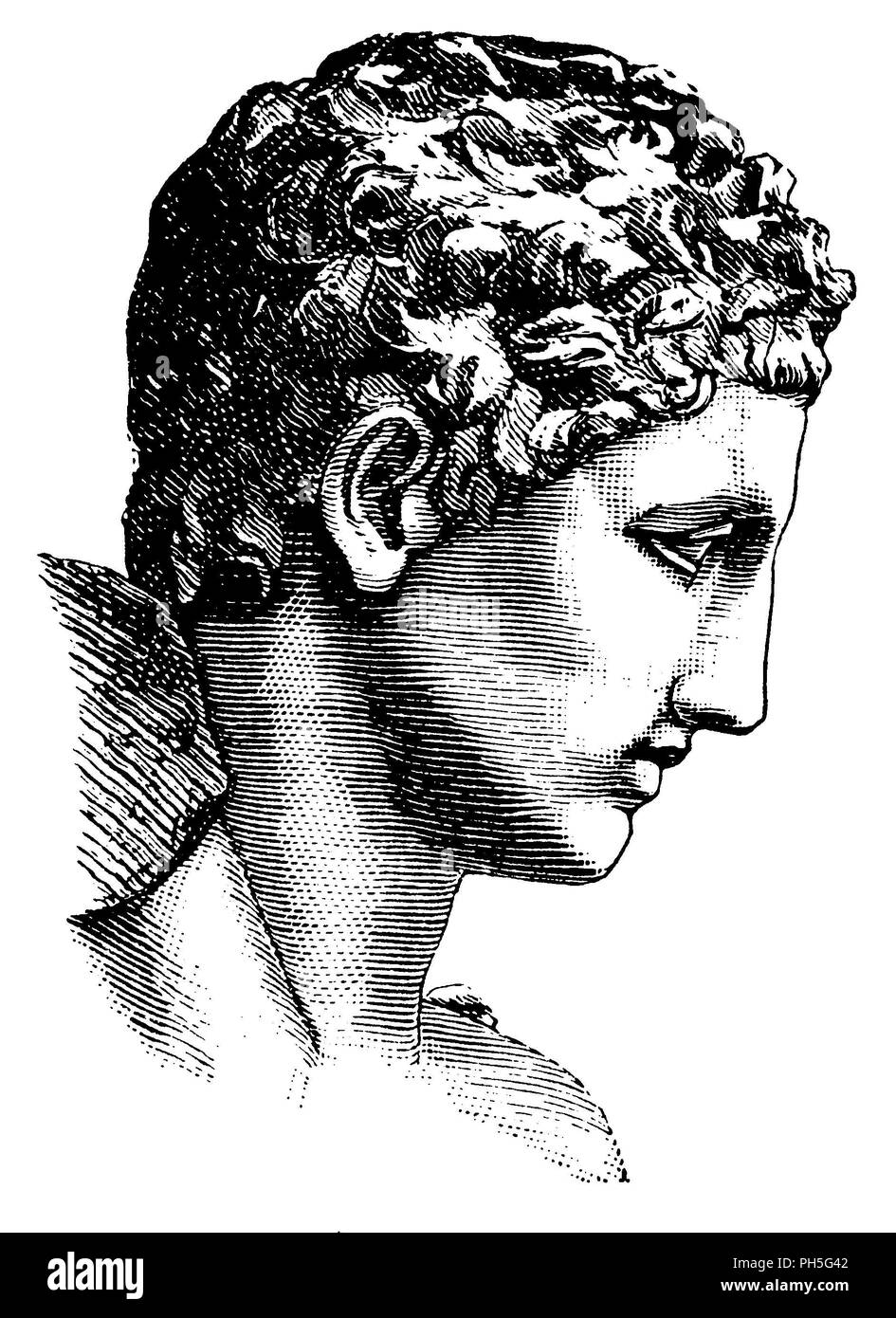 Hermes of the Praxiiteles of Olympia,   1889 Stock Photo