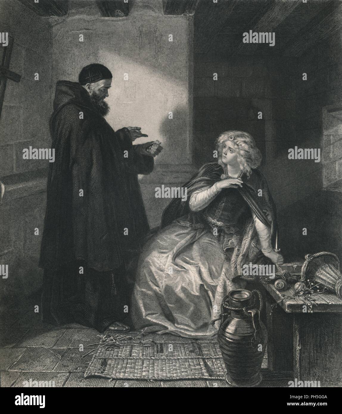 'Juliet in the Cell of Friar Lawrence (Romeo and Juliet)', c1870. Artist: Herbert Bourne. Stock Photo