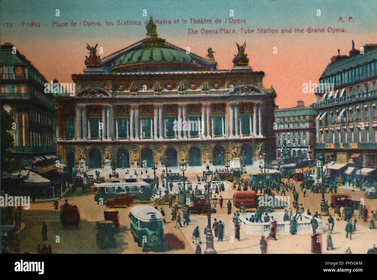 The Place de l'Opéra, Metro Station and L'Opéra Garnier, Paris, c1920