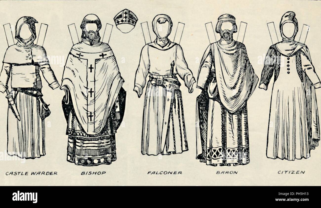 'The Gallery of British Costume: How The English Dressed in King John's Time', c1934. Artist: Unknown. Stock Photo