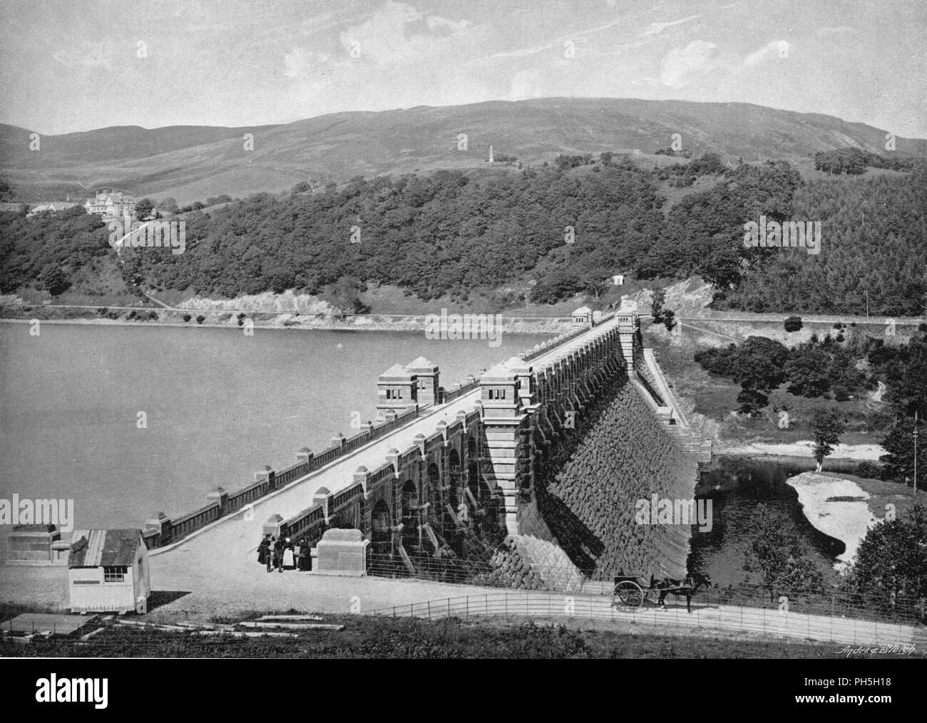 'The Dam, Lake Vyrnwy', c1896. Artist Valentine & Sons Stock Photo Alamy