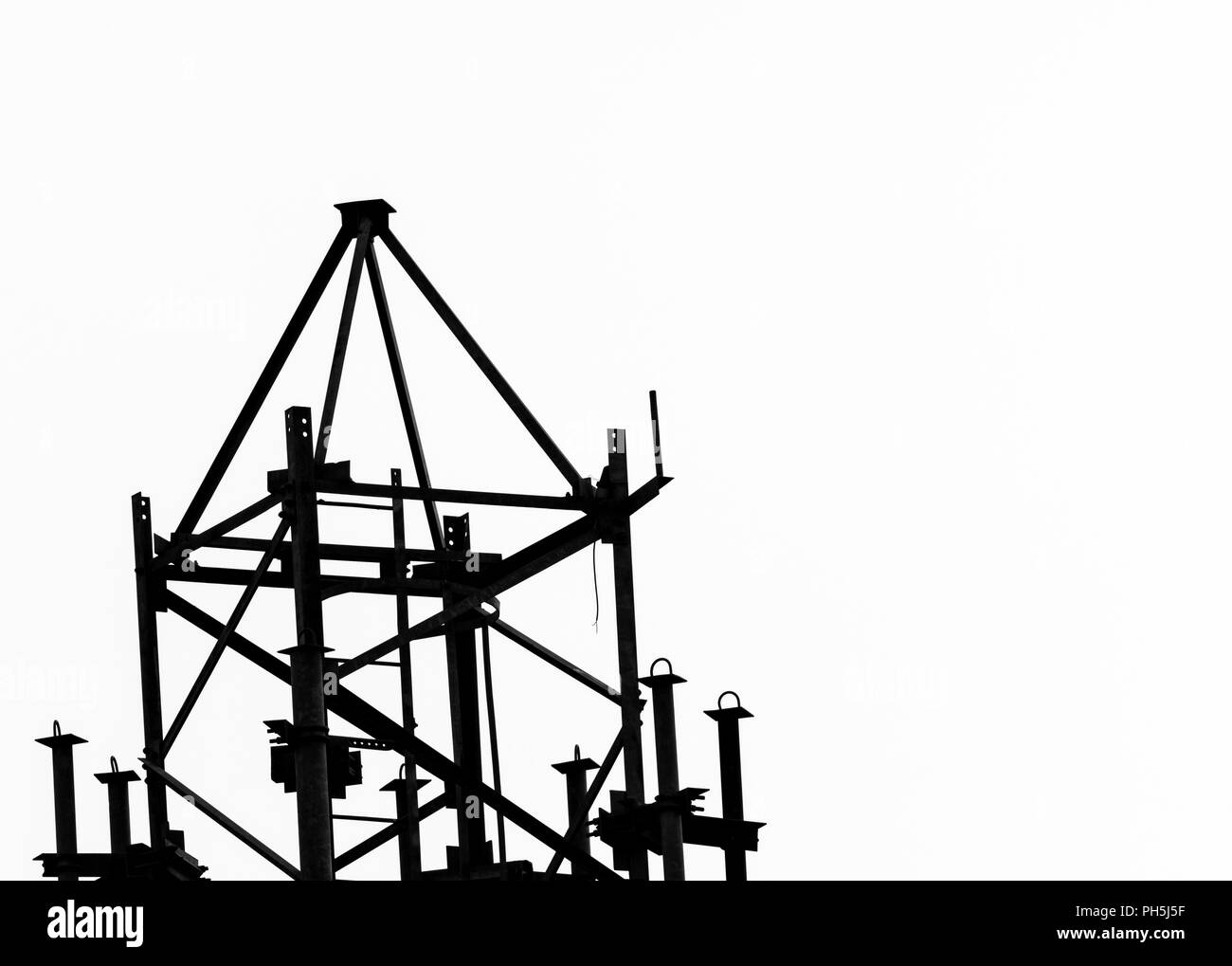 The Silhouette of a Radio Tower Stock Photo