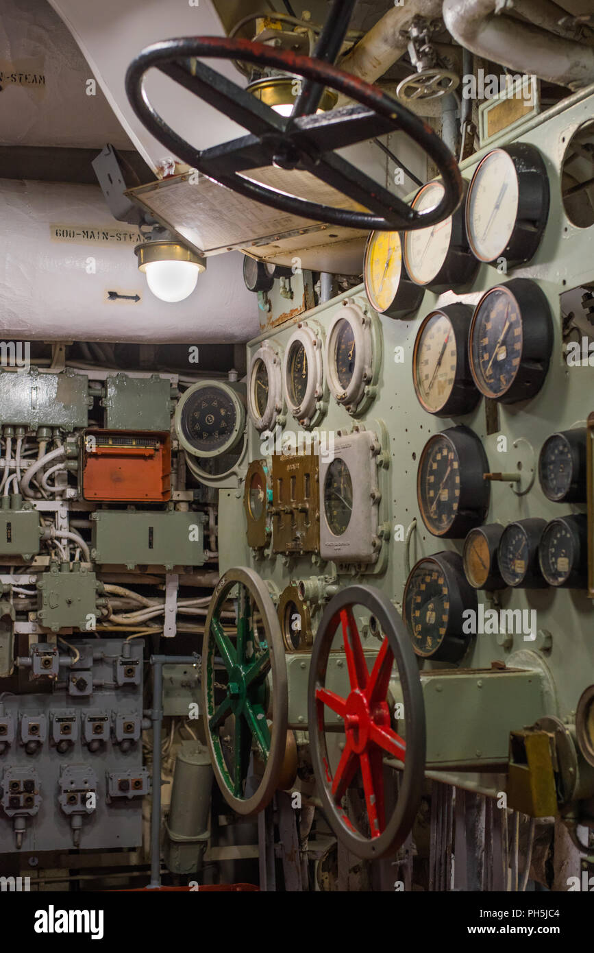 aircraft carrier engine room controls Stock Photo Alamy