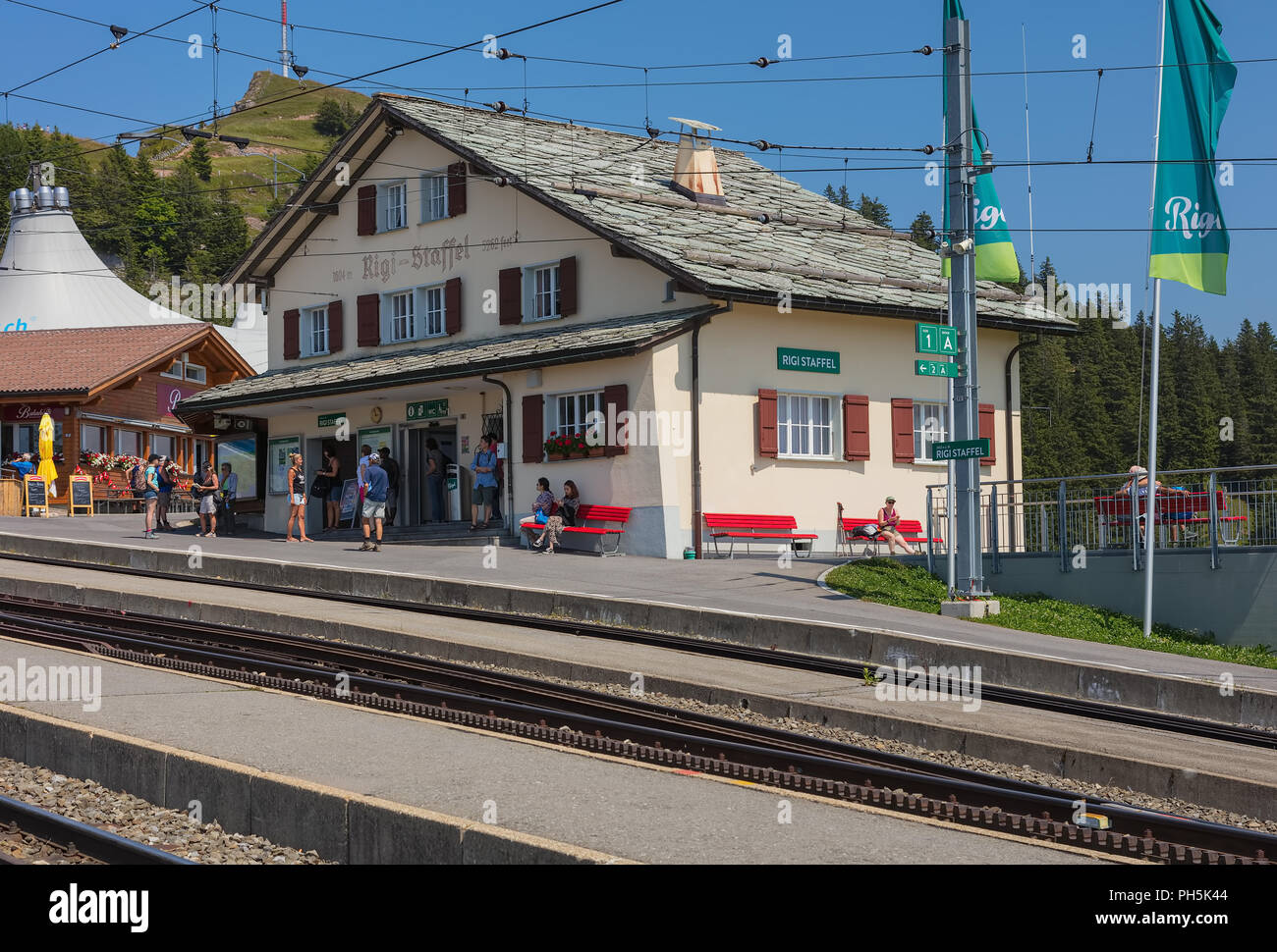 Rigi-Staffel railway station on Mt. Rigi in Switzerland Stock Photo