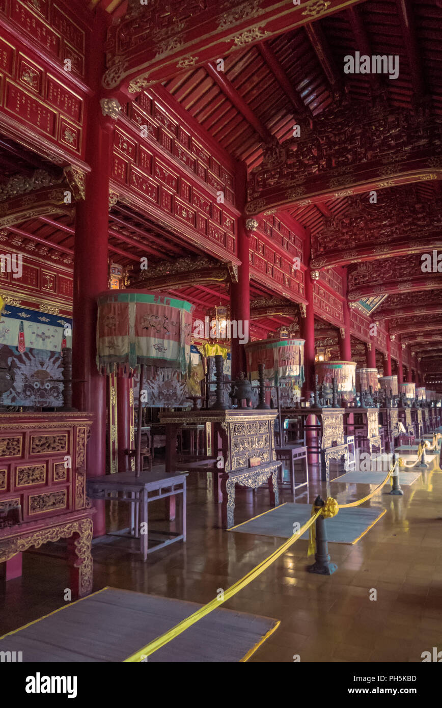 Interior, Thế Miếu Temple, Imperial City, Hue, Viet Nam Stock Photo