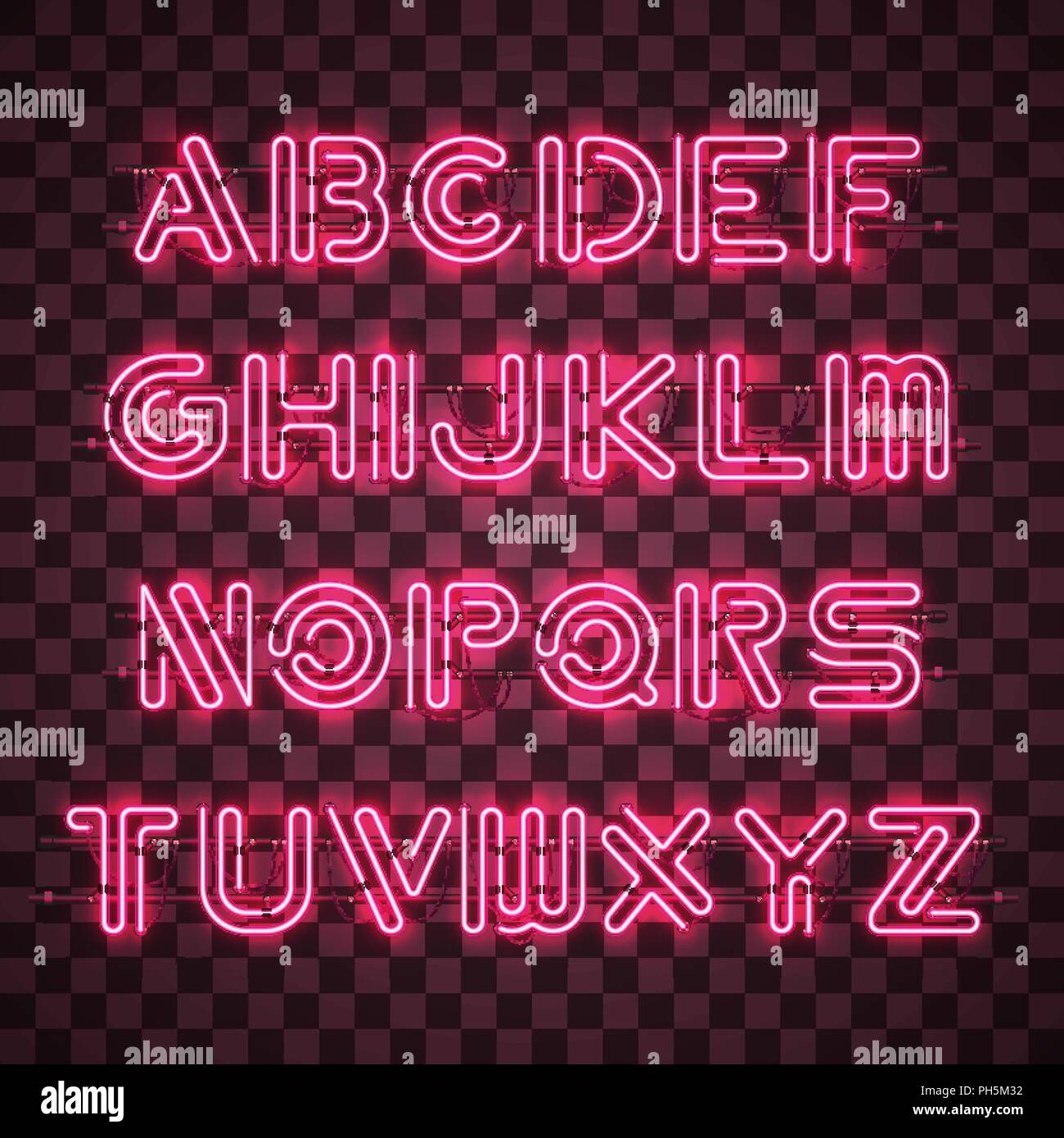Shining and Glowing Red Neon Alphabet and Digits Stock Vector Image ...