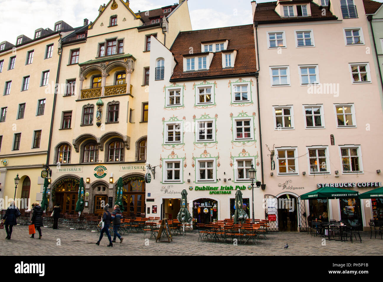 Platzl public square in old town Munich, Germany. Stock Photo