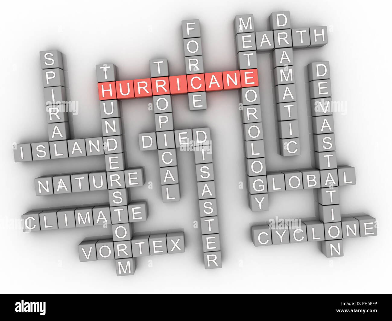 3d Hurricane, word cloud concept on white background. Stock Photo