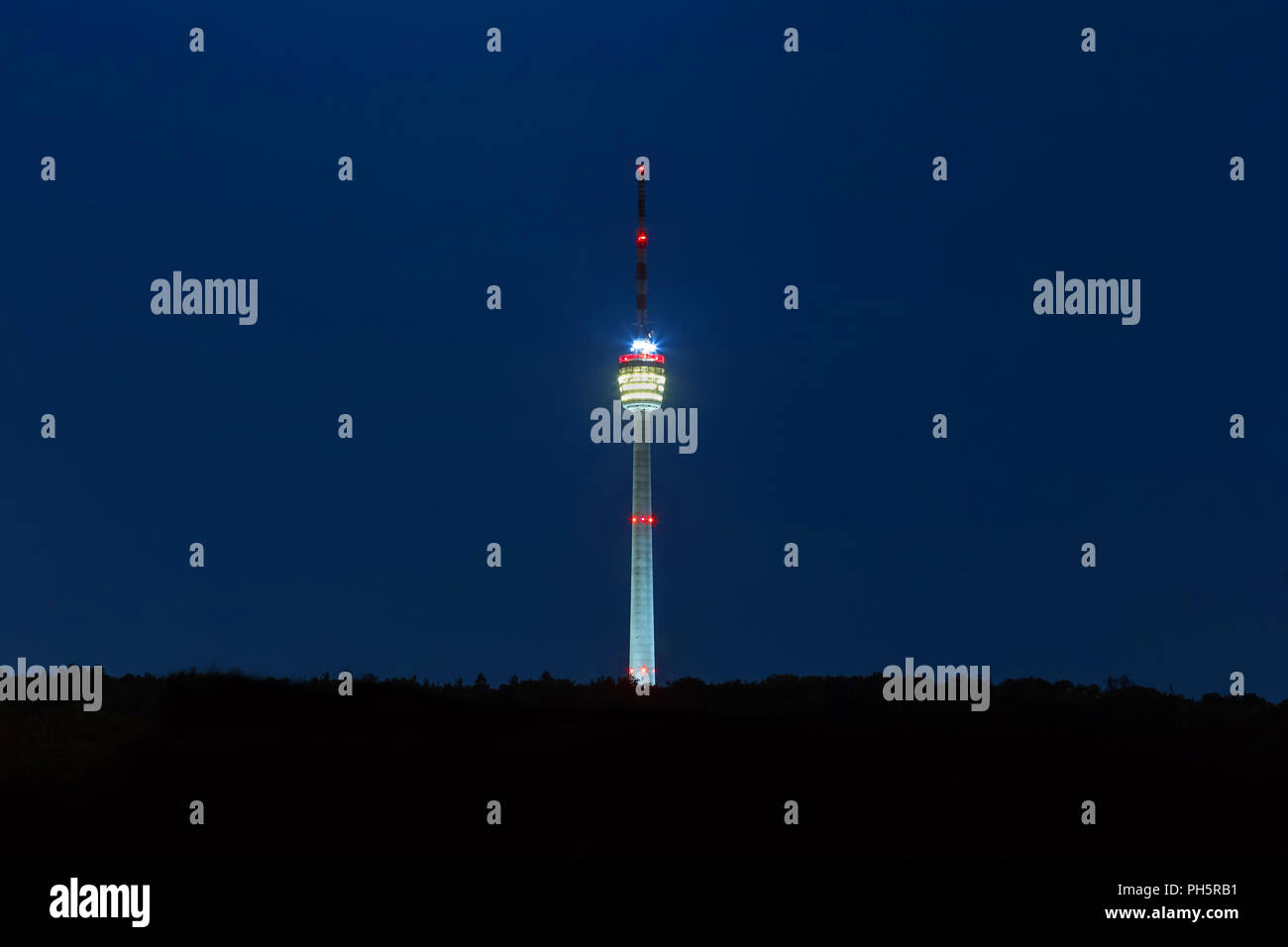 stuttgart germany tv tower in the evening Stock Photo - Alamy