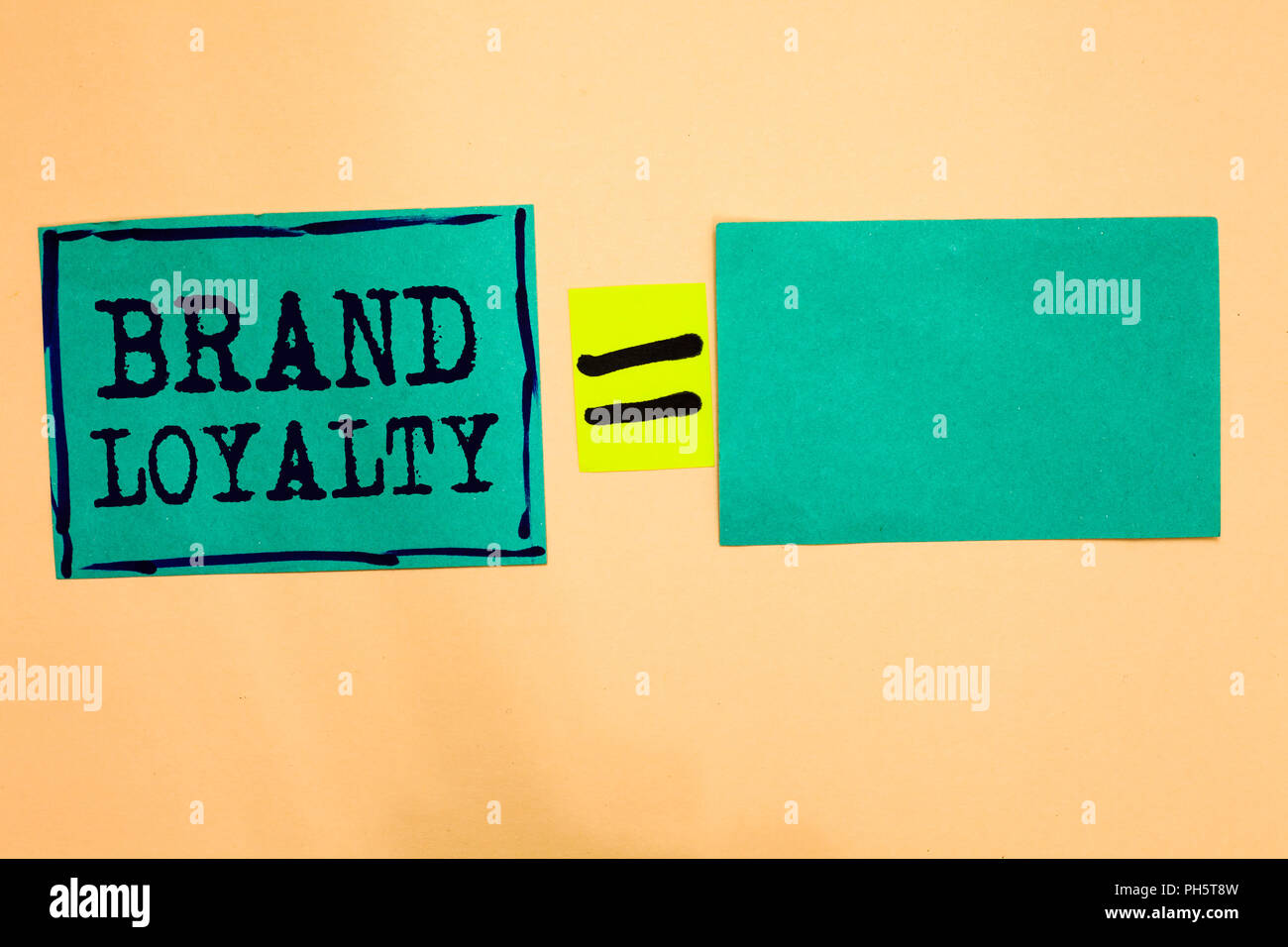 Handwriting text Brand Loyalty. Concept meaning Repeat Purchase Ambassador  Patronage Favorite Trusted Turquoise paper notes reminders equal sign impor  Stock Photo - Alamy