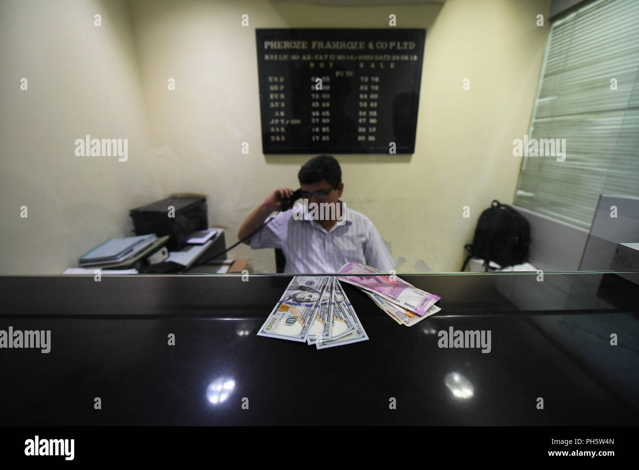 New Delhi India 30th Aug 2018 Dollars And Indian Rupee Kept For - 