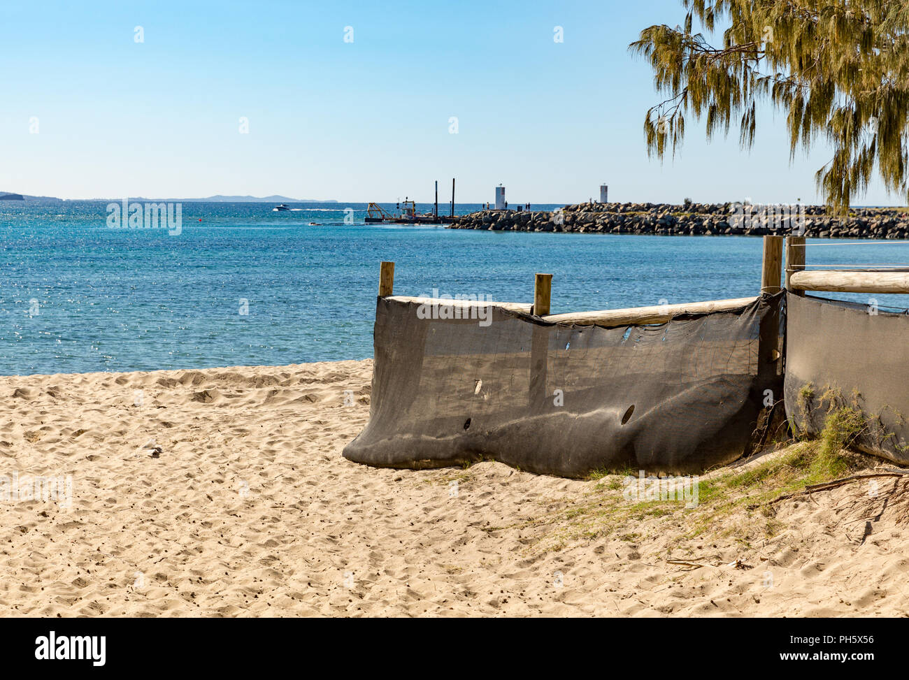 Beach remediation at Mooloolaba, Sunshine Coast, Queensland, Australia Stock Photo